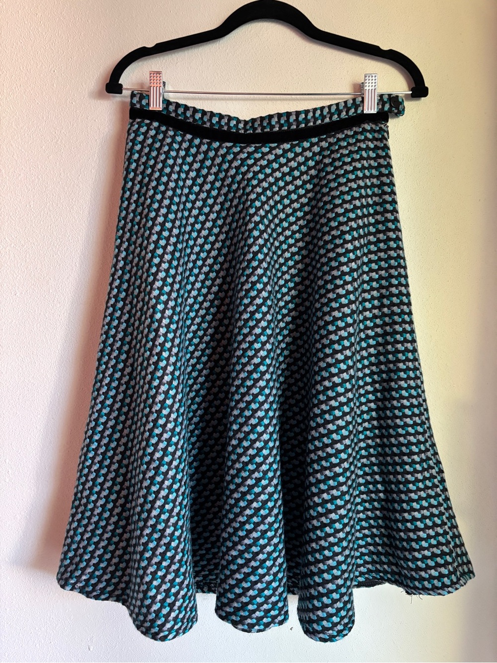 Black and Teal Circle Skirt — Elegant Skater Style